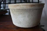 Weathered Cast Cement Stone Planters — Square Cube Planter + Round Tapered Planter Pot (Lot of 2) - thumbnail 2 of 5