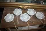 Set of Five Carved Rosette Curtain Tiebacks – Distressed Stone-Finish Medallions (Alstone) - thumbnail 3 of 5