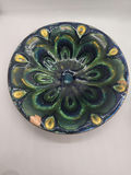Decorative/Eclectic Lot - Mid-Century Enamel on Copper Plate, 1/2 KG Aqua Glass Jar, Green Hand-Painted Pottery Bowl & Mercury Glass Ornament - thumbnail 5 of 5