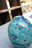 Signed Doug Sweet Studio Art Glass Vase 8 inches – Blue & Aqua Abstract Patterned Cased Glass Blown Glass Vase - thumbnail 4 of 7