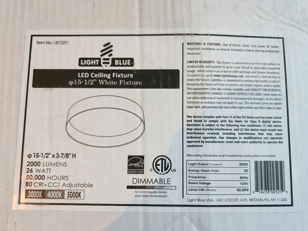 15 inch Flush Mount LED Ceiling Light Fixture 3000K-5000K Adjustable Dimmable Ceiling Light NIB (LB72201) - image 4 of 4