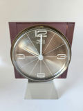 Vintage Mid Century Modern AHS Mega-Quarz Modernist Desk Clock - Lavender and Clear Acrylic & Silver metal - thumbnail 7 of 19