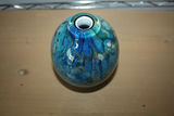 Signed Doug Sweet Studio Art Glass Vase 8 inches – Blue & Aqua Abstract Patterned Cased Glass Blown Glass Vase - thumbnail 3 of 7