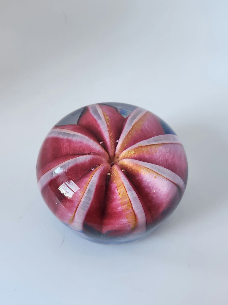 Epiphany Studio April Wagner Art Glass Pink Ruby Fruit Paperweight, signed and dated 2003 - image 4 of 7