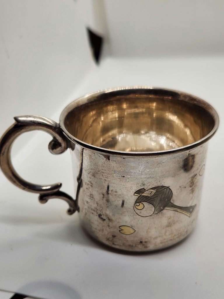 Japanese 950 Sterling Decorated Baby Cup (Kokeshi Dolls with Gold Vermeil) - approx 1.4 troy oz - image 4 of 5
