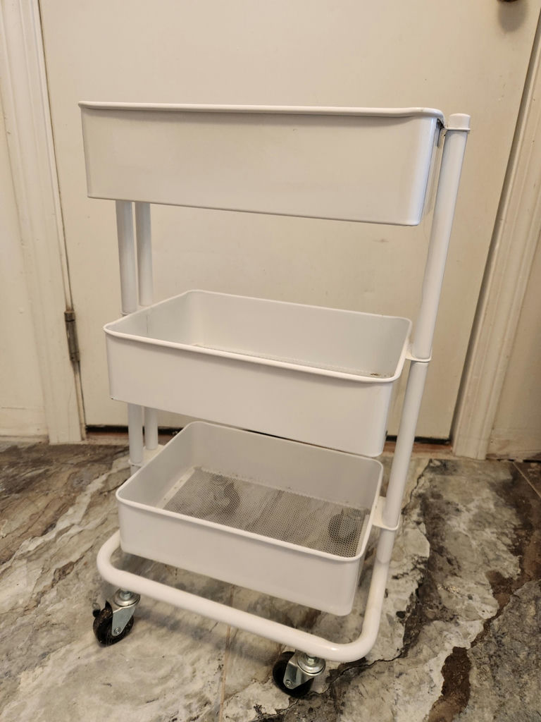 IKEA RÅSKOG White 3-Tier Rolling Utility Cart on Casters - image 1 of 6