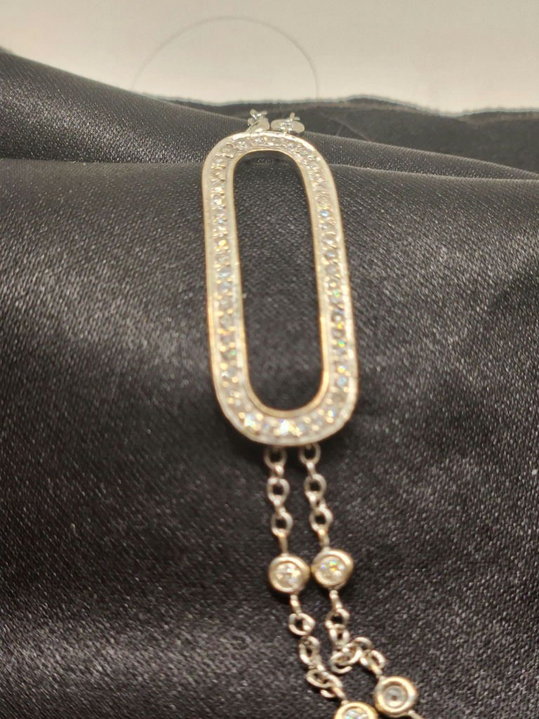 Vintage 18k White Gold Diamond Bracelet with Stylized "C" Hallmark - image 3 of 14