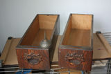 Pair Antique Quarter-Sawn Oak Sewing Machine Drawers with Ornate Pulls + Vintage Metal Oil Can - thumbnail 1 of 5