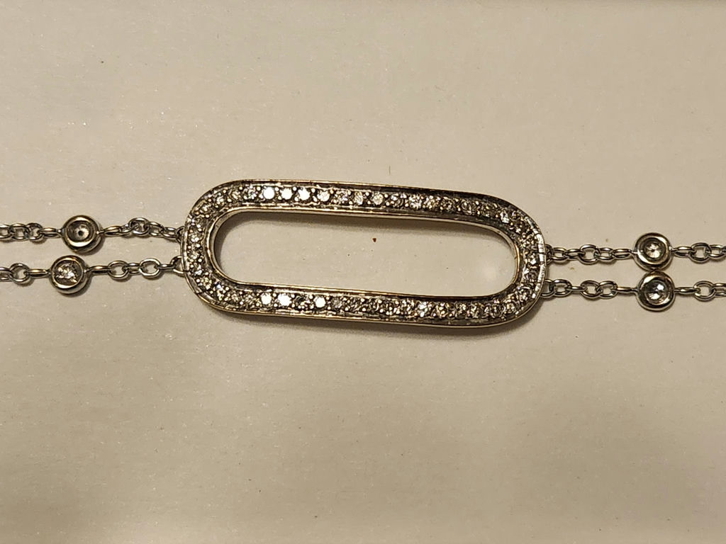 Vintage 18k White Gold Diamond Bracelet with Stylized "C" Hallmark - image 8 of 14
