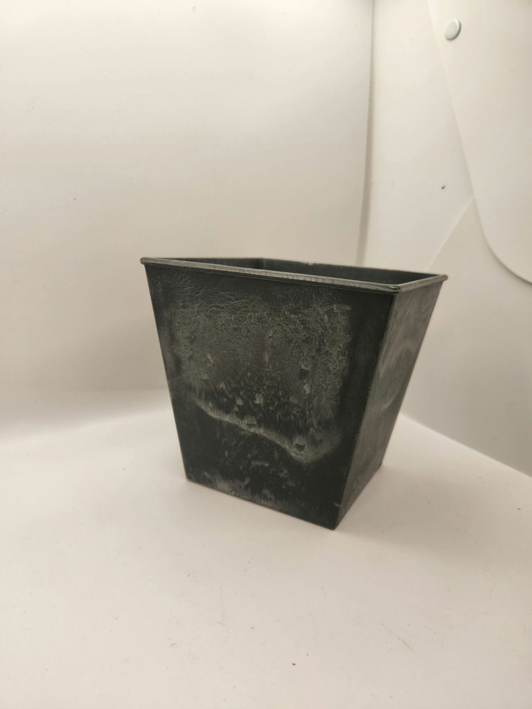 Group of Three Planters – Ceramic Urn, Wooden Box Planter & Black Metal Square Planter - image 4 of 7
