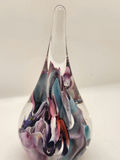 Signed Robert Eickholt Abstract Swirl Art Glass Teardrop Paperweight (1993) - thumbnail 1 of 6