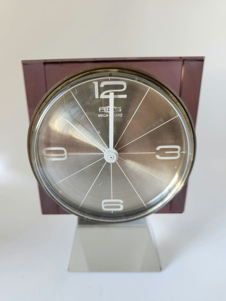 Vintage Mid Century Modern AHS Mega-Quarz Modernist Desk Clock - Lavender and Clear Acrylic & Silver metal - image 1 of 19