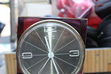 Vintage Mid Century Modern AHS Mega-Quarz Modernist Desk Clock - Lavender and Clear Acrylic & Silver metal - thumbnail 18 of 19