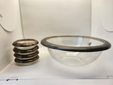 Vintage 5-Piece Silver-Rimmed Glass Serving Set - Mid-Century Modern - Mold 30/30 - thumbnail 1 of 10