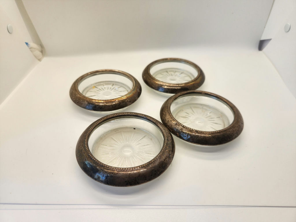 Vintage 5-Piece Silver-Rimmed Glass Serving Set - Mid-Century Modern - Mold 30/30 - image 8 of 10