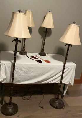 Four Palm Tree Style Matching Lamps, 2 Floor and 2 table - Image 1 of 5