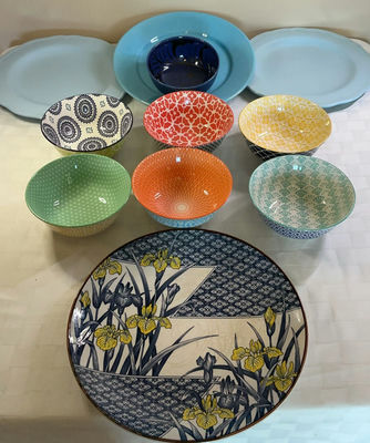 Colorful Porcelain Bowls and plates - Image 1 of 8