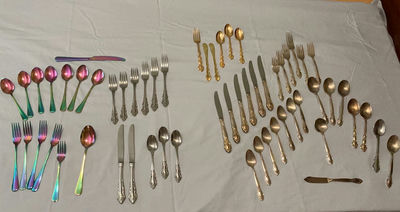Assortment of Vintage Silver Plate and Stainless Flatware - Image 1 of 12