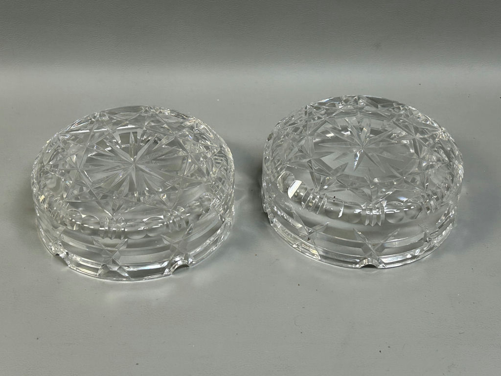 Vintage Solid Cut Crystal Glass Ashtrays - image 7 of 8