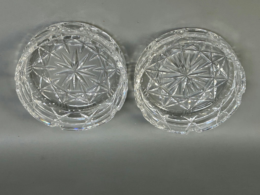Vintage Solid Cut Crystal Glass Ashtrays - image 4 of 8