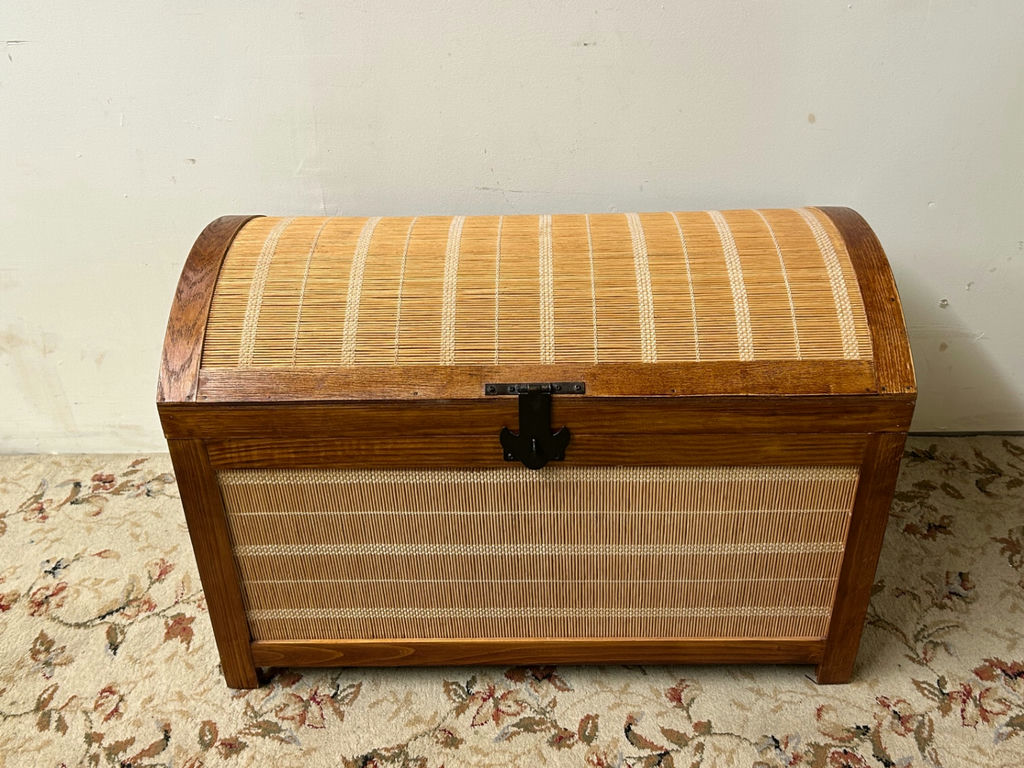Dome Top Rattan and Wood Trunk  - image 1 of 8