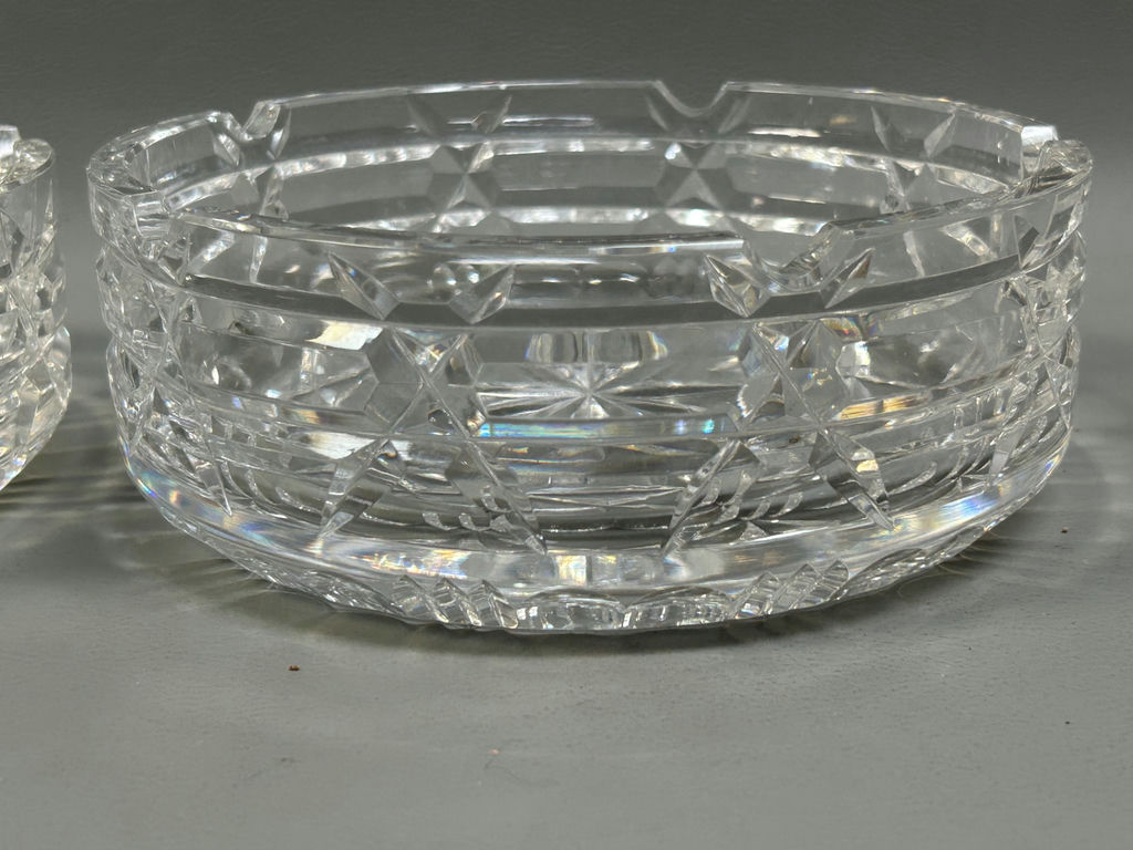 Vintage Solid Cut Crystal Glass Ashtrays - image 8 of 8