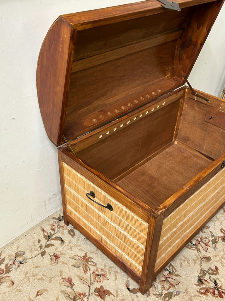 Dome Top Rattan and Wood Trunk - image 5 of 8