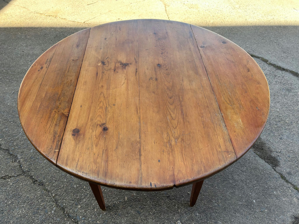 Antique Round Drop Leaf Table  - image 2 of 6
