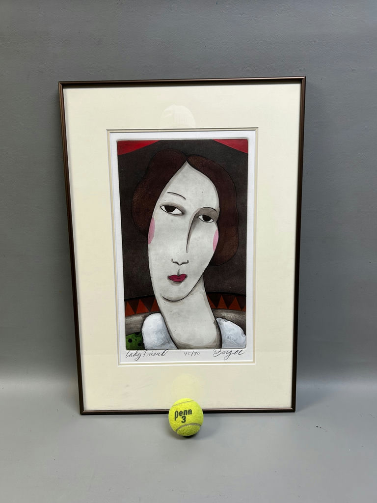 Signed and Numbered Peter Barger Portrait of Lady Colored Etching  - image 2 of 5