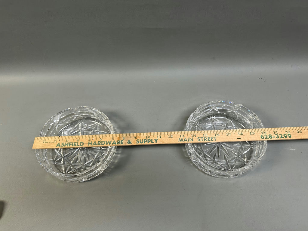Vintage Solid Cut Crystal Glass Ashtrays - image 2 of 8
