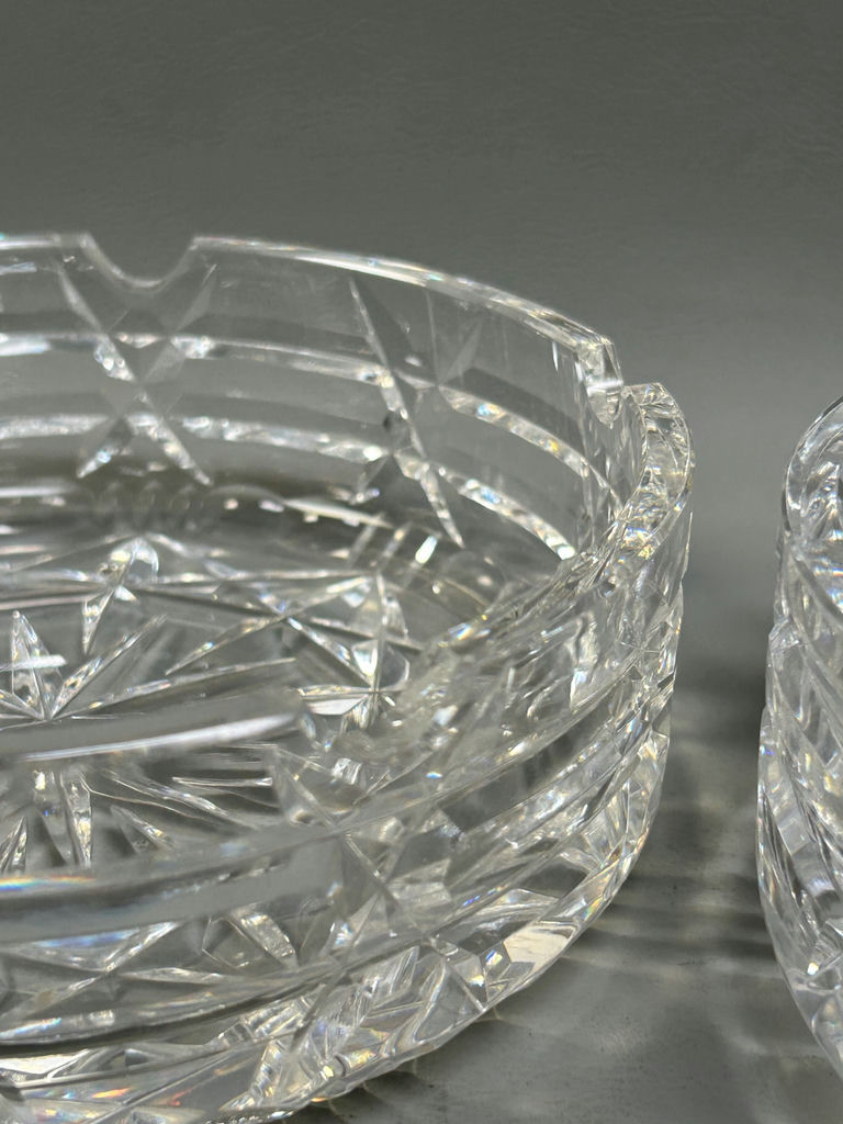 Vintage Solid Cut Crystal Glass Ashtrays  - image 5 of 8