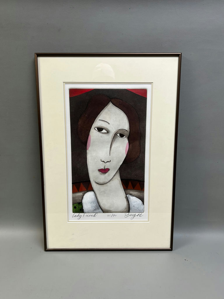 Signed and Numbered Peter Barger Portrait of Lady Colored Etching  - image 1 of 5