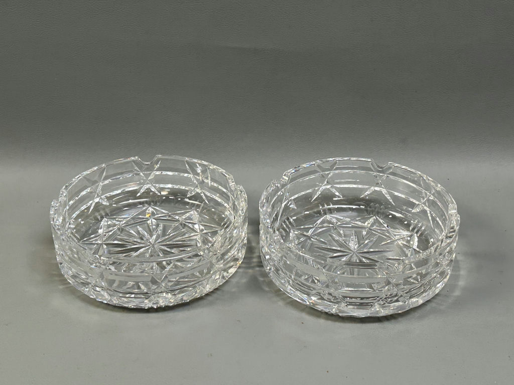 Vintage Solid Cut Crystal Glass Ashtrays - image 1 of 8