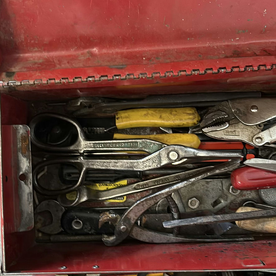 Red Metal Toolbox with Assorted Hand Tools - image 2 of 6