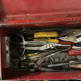 Red Metal Toolbox with Assorted Hand Tools - thumbnail 2 of 6