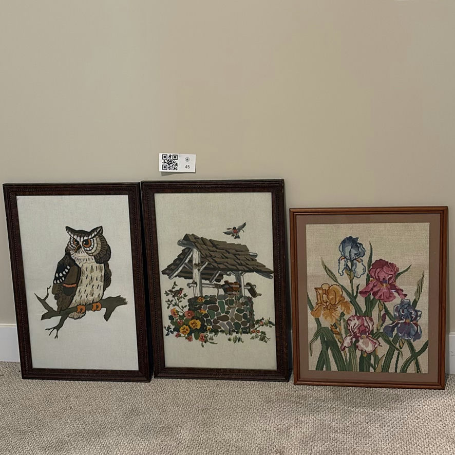 Three Framed Needlework Wall Art Pieces - image 1 of 14