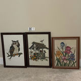 Three Framed Needlework Wall Art Pieces - thumbnail 1 of 14