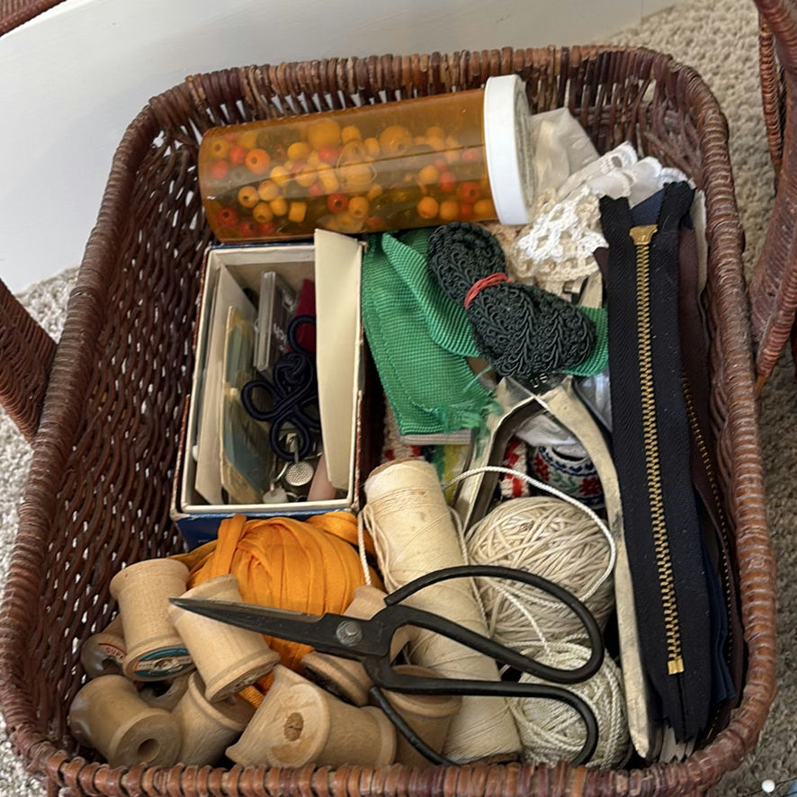 Sewing and Craft Supplies in Wicker Baskets - image 5 of 6
