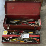 Red Metal Toolbox with Assorted Hand Tools - thumbnail 1 of 6