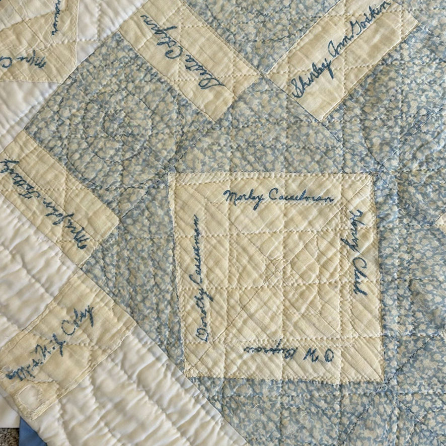 Blue and White Handmade Signature Quilt - image 6 of 12