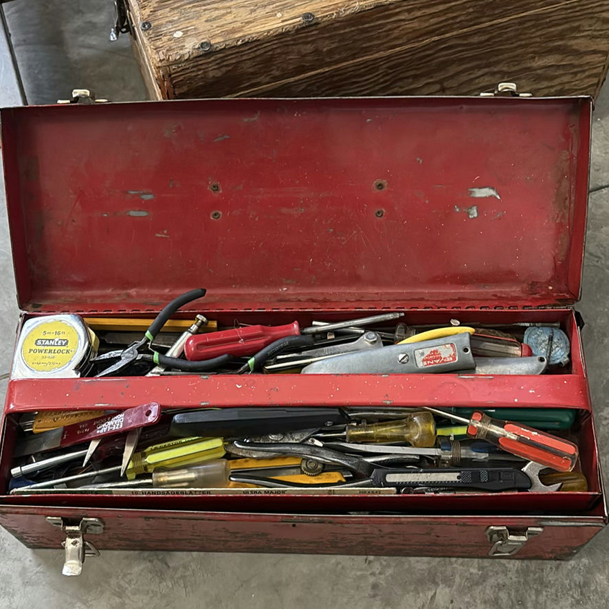 Red Metal Toolbox with Assorted Hand Tools - image 4 of 6