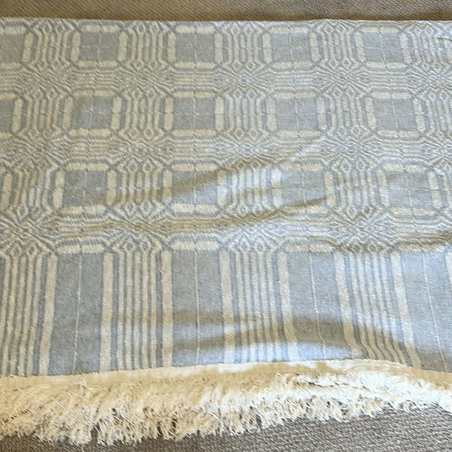 HANDWOVEN Blue and White Throw Blanket - image 6 of 8
