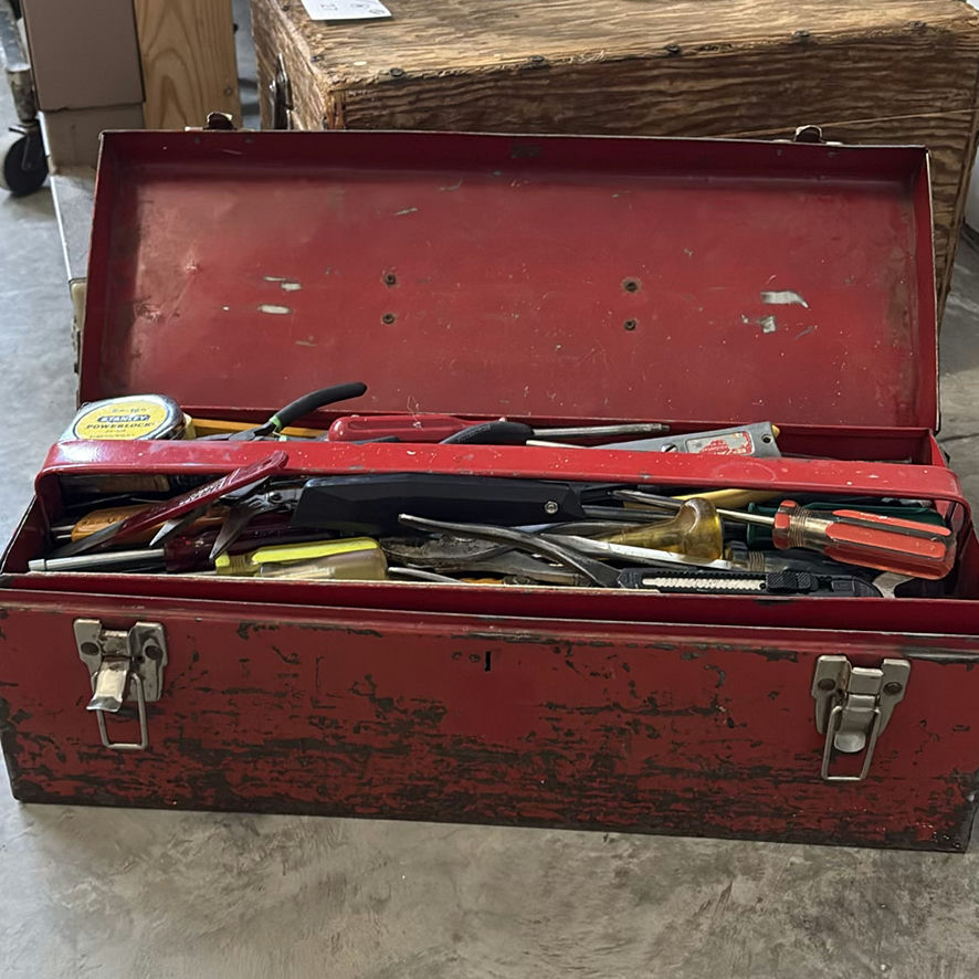Red Metal Toolbox with Assorted Hand Tools - image 5 of 6