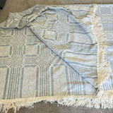 HANDWOVEN Blue and White Throw Blanket - thumbnail 7 of 8
