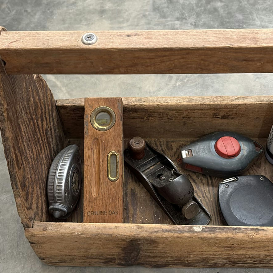 Wooden Tool Tote with Assorted Hand Tools - image 2 of 9
