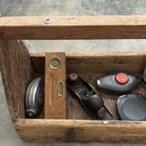 Wooden Tool Tote with Assorted Hand Tools - thumbnail 2 of 9