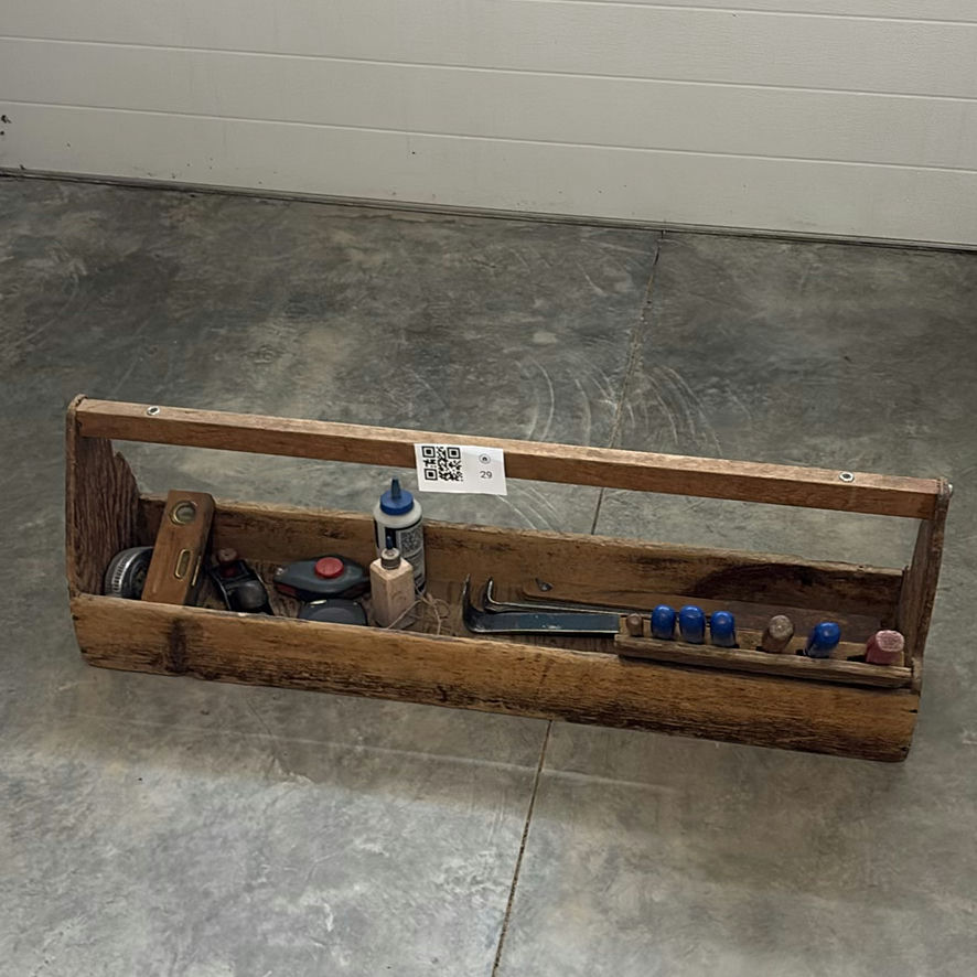 Wooden Tool Tote with Assorted Hand Tools - image 8 of 9