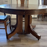 Round Quarter-Cut Oak Dining Table with Six Chairs - thumbnail 2 of 17
