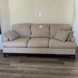 Beige Three-Seat Sofa with Accent Pillows - thumbnail 1 of 13