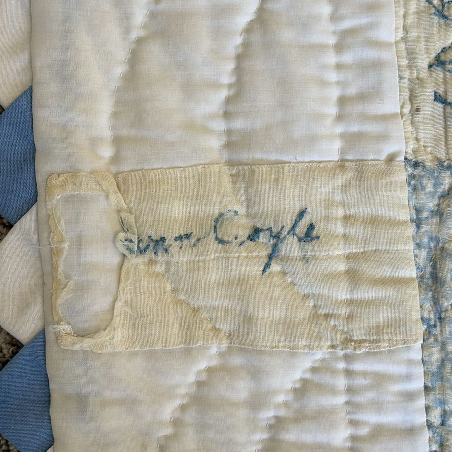 Blue and White Handmade Signature Quilt - image 5 of 12